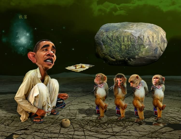 Caricatures Face Obama With Monkeys Funny Image