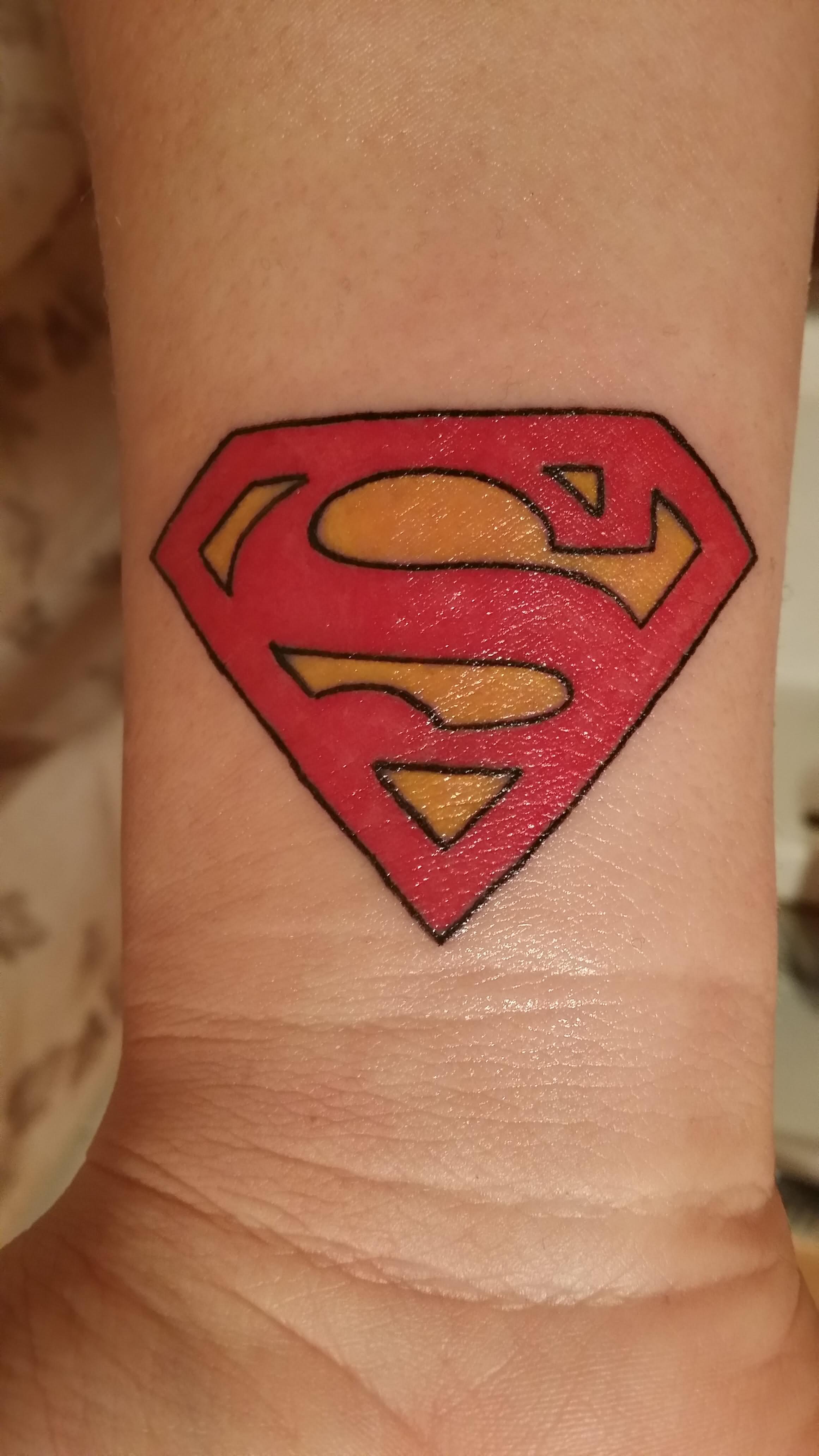 Colorful Superman Logo Tattoo On Wrist