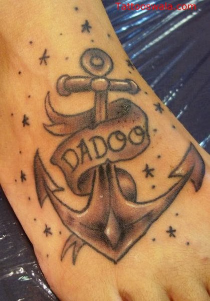 Daddoo Banner With Anchor Tattoo On Right Foot
