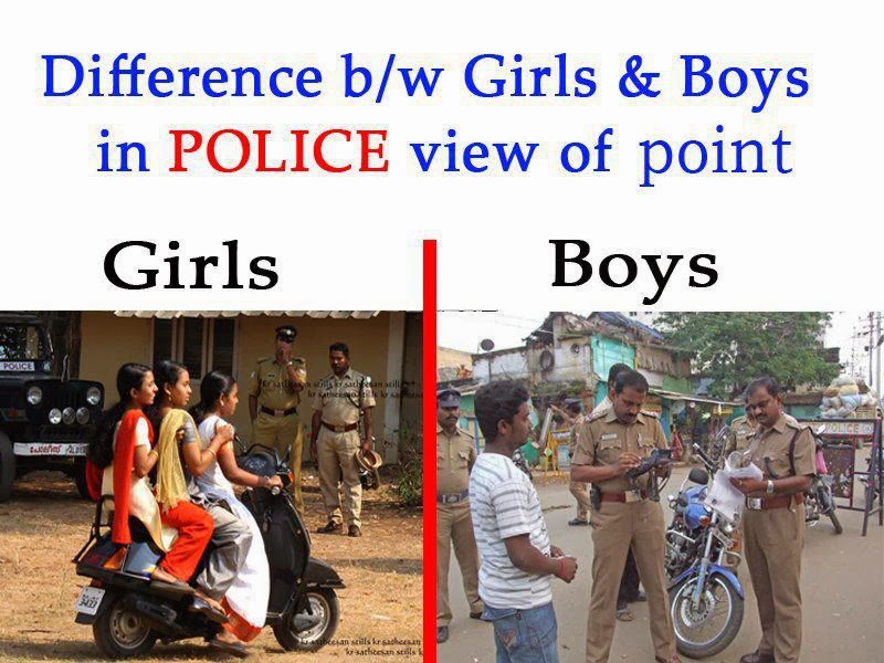 Difference Between Girls And Boys In Police View Of Point Funny Image