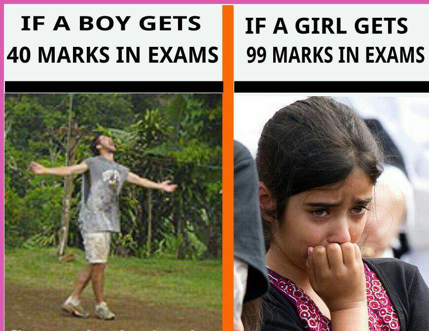 Funny Exams Marks Difference Between Boy And Girl Image
