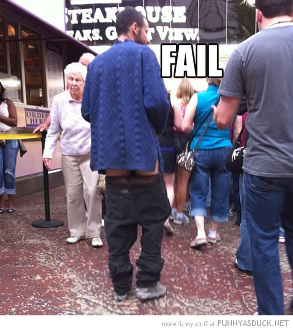 Funny Man With Sagging Pant In Public