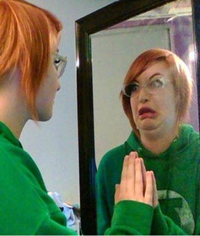 Girl Seeing Crying In The Mirror Funny Image