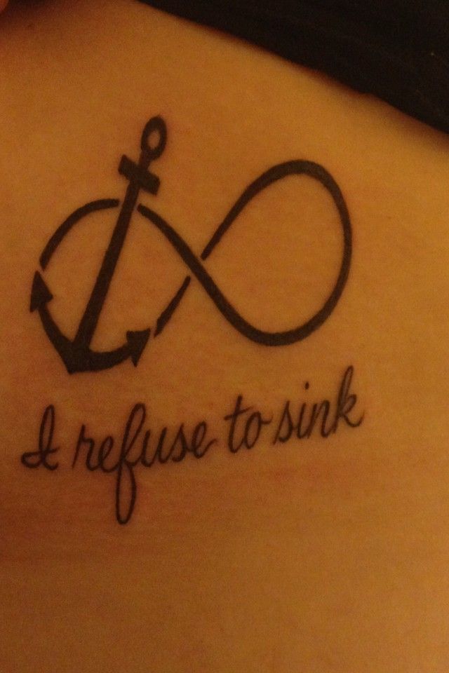 I Refuse To Sink Anchor With Quote Tattoo