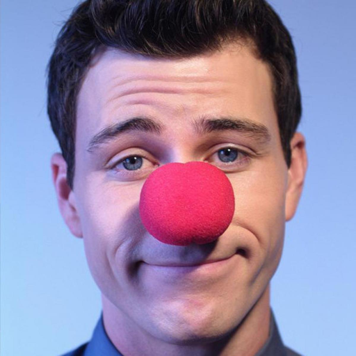 Man With Red Clown Nose Funny Picture