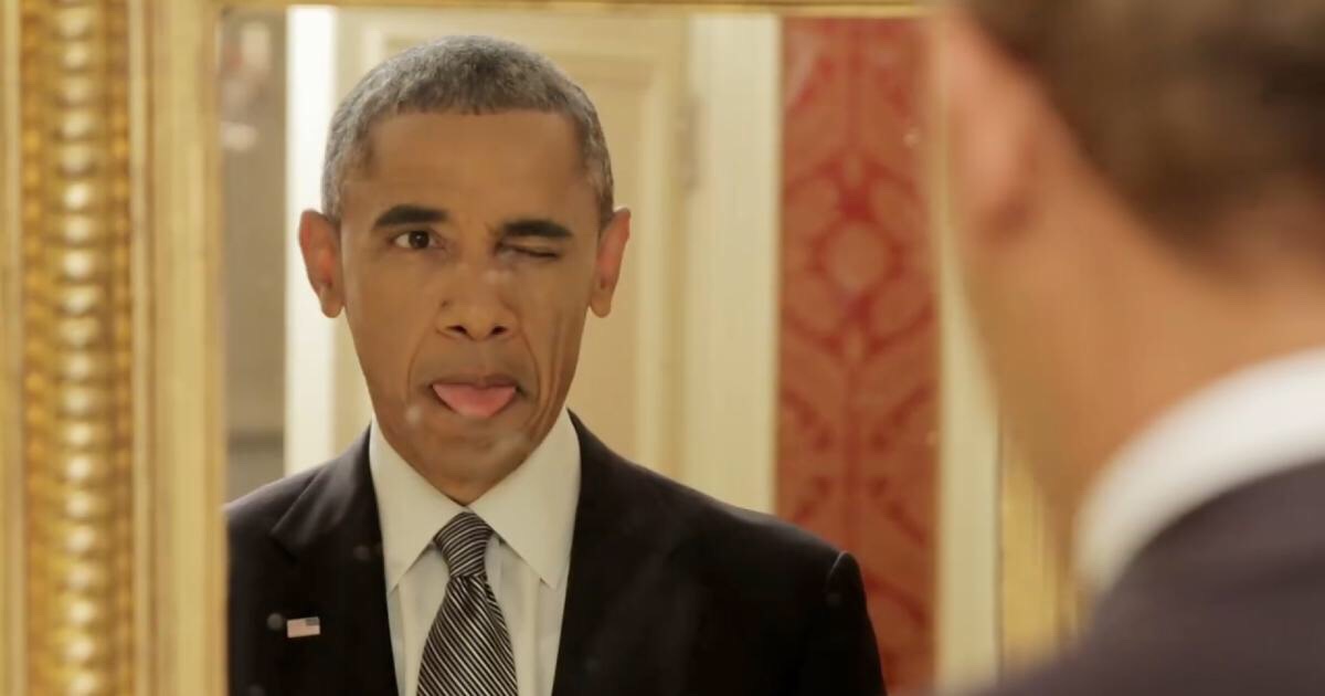 Obama Making Funny Face In Mirror
