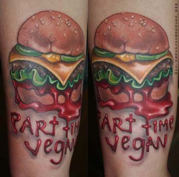 Part Time Vegan - Burger Tattoo Design For Achilles