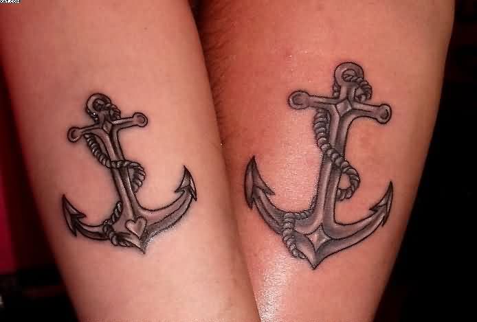Rope With Anchor Tattoos On Thigh