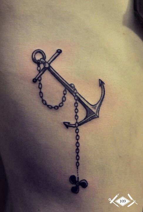 Simple Anchor With Chain Tattoo Idea