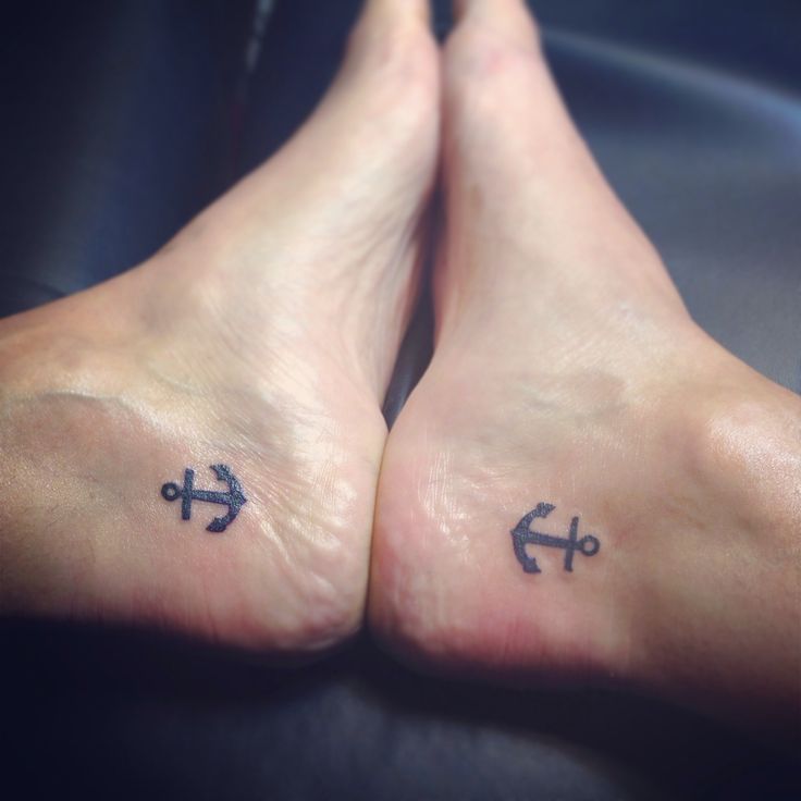 Small Black Anchor Tattoos On Feet