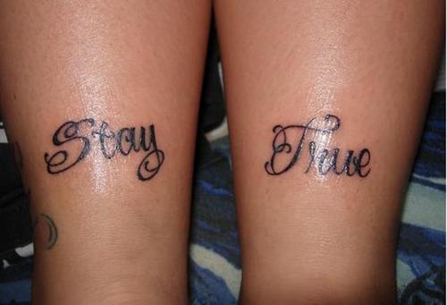 Stay True Lettering Tattoo Design For Achilles