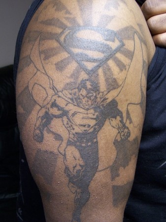 Superman And Logo Tattoo Design For Shoulder