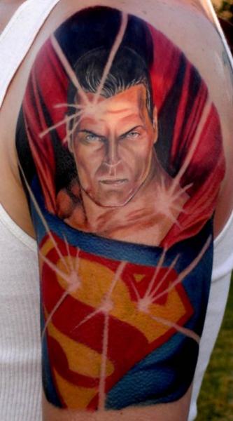 Superman Tattoo On Man Left Shoulder