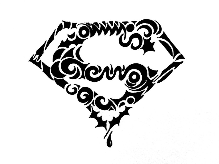 Unique Superman Logo Tattoo Stencil By Lou Ghazal