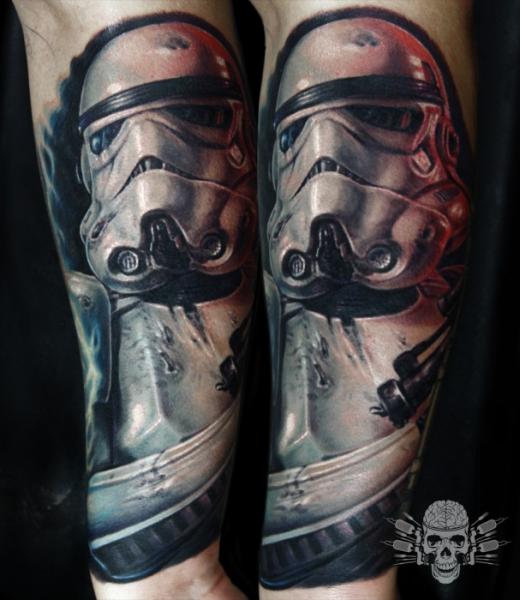 3D Star War Stormtrooper Tattoo On Forearm