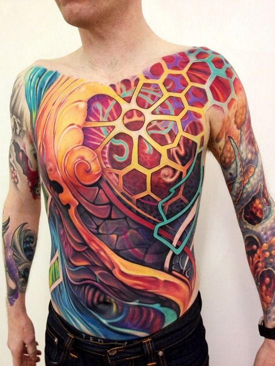 Abstract Colorful Full Body Tattoo For Men