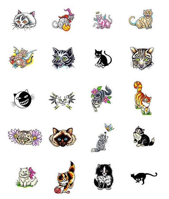 Awesome Color Cat Tattoo Designs And Ideas