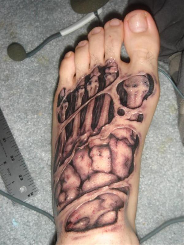 Awesome Skeleton Foot Tattoo On Foot