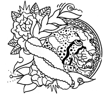 Banner And Cheetah Tattoo Design