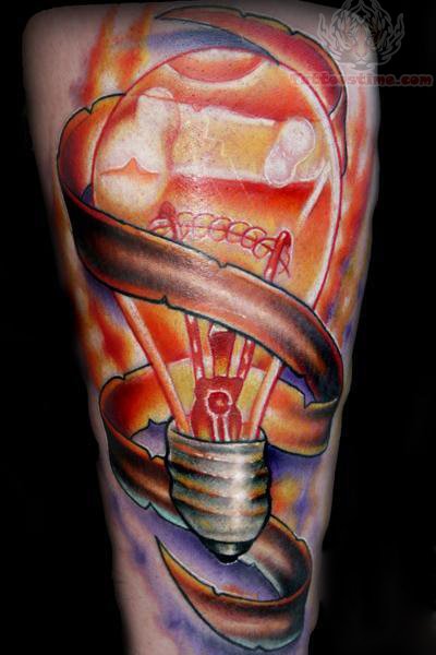 Banner And Light Bulb Tattoo Design
