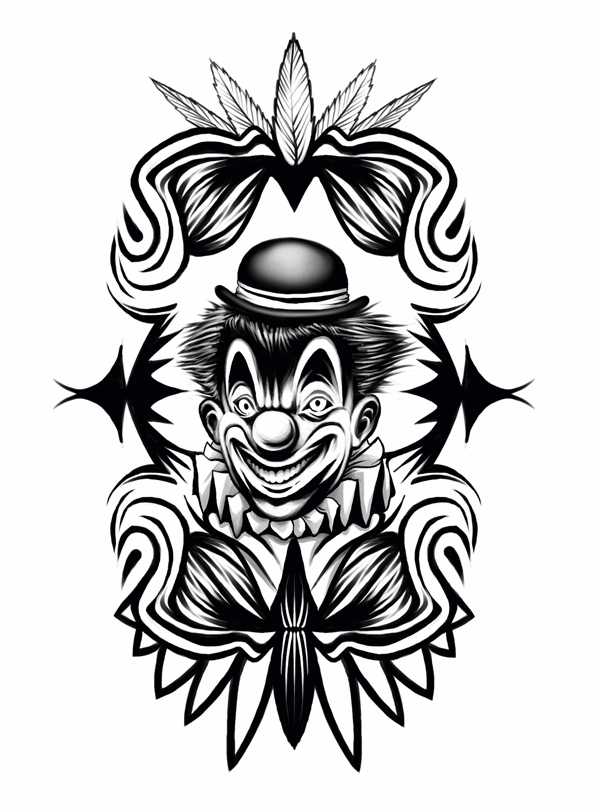 Best Clown Head Tattoo Stencil By RusRed