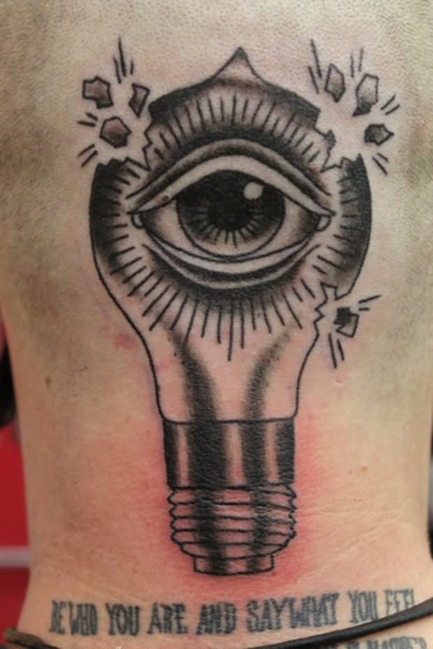 Black And Grey Bulb Eye Tattoo For Men