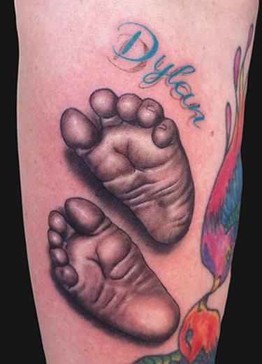 Black And Grey Feet Tattoo Design