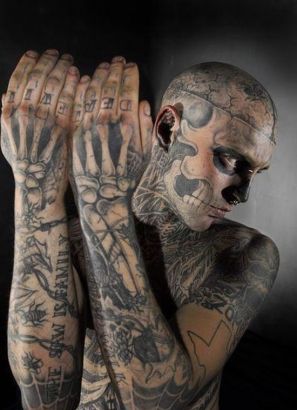 Black And Grey Skeleton Full Body Tattoo