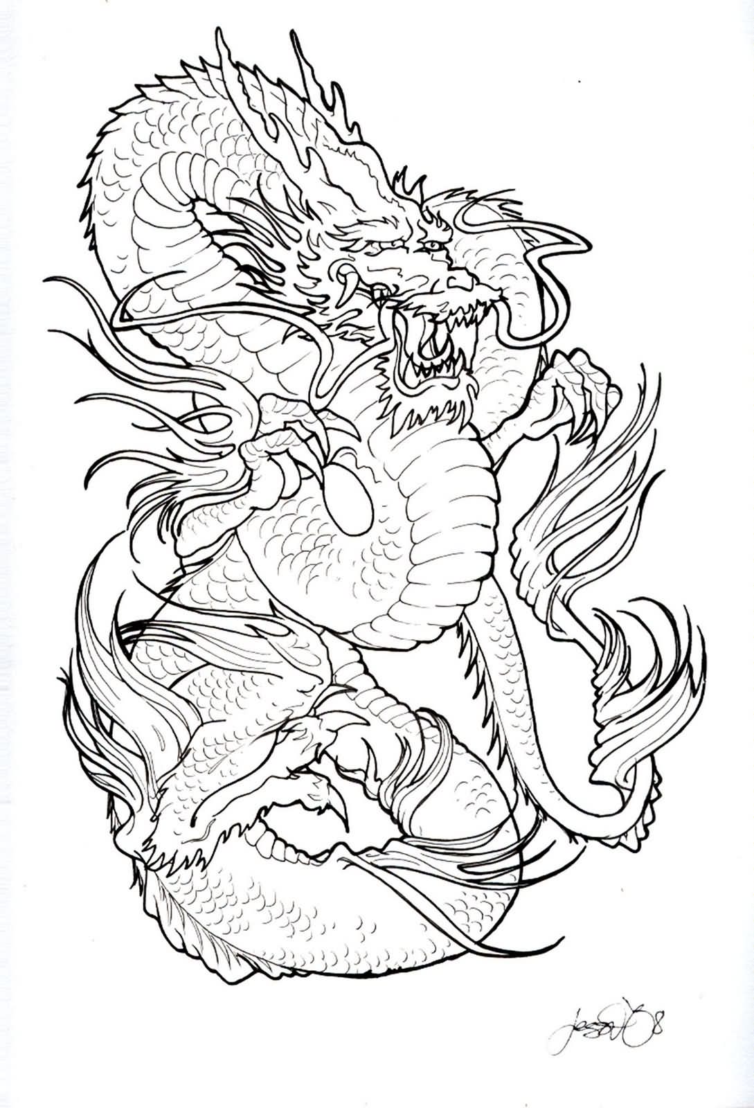Black And White Dragon Tattoo Design Ideas