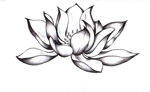 Black And White Lotus Flower Tattoo Design