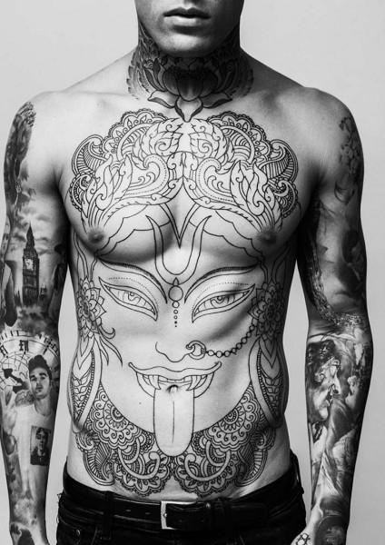 Black And White Tattoo On Man Full Body