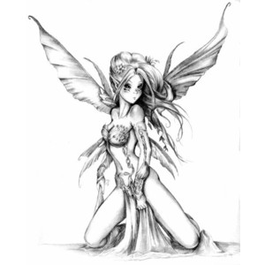 Black And White Tinkerbell Tattoo Design