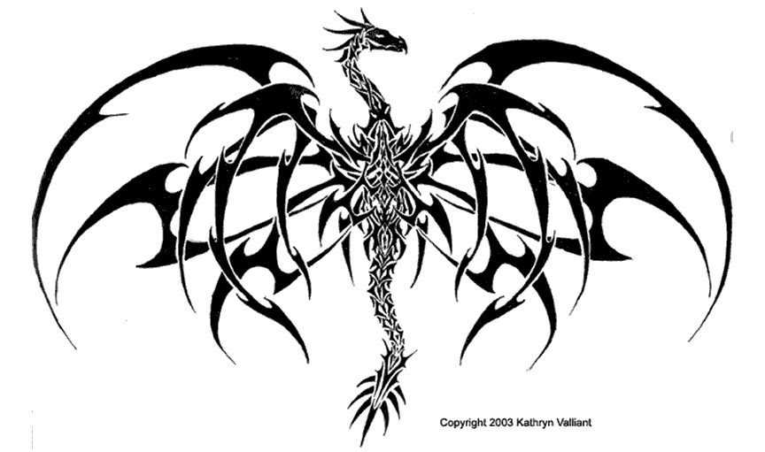 Black And White Tribal Dragon Tattoo Design Idea
