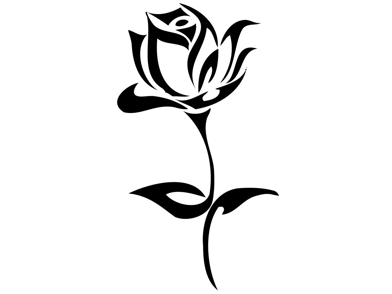 Black And White Tribal Rose Tattoo Design
