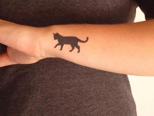 Black Cat Tattoo On Left Wrist