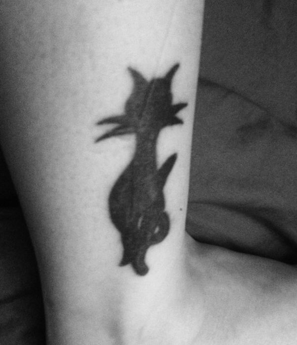 Black Cat Tattoo On Leg