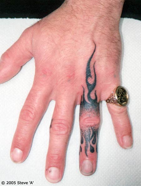 Black Flame Tattoos On Finger