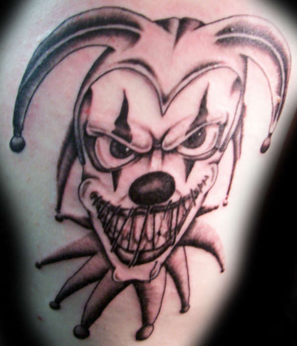 Black Ink Clown Head Tattoo Design