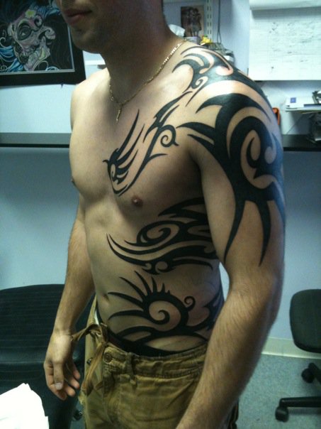 Black Tribal Full Body Tattoo For Men