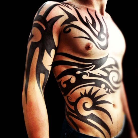Black Tribal Tattoo On Full Body For Men