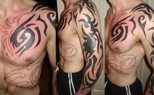 Black Tribal Tattoo On Full Body
