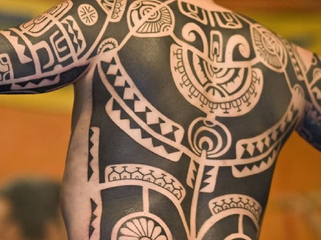 Black Tribal Tattoo On Man Full Body