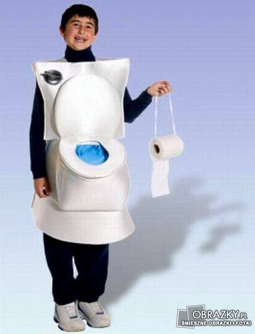 Boy Wearing Funny Toilet Costume