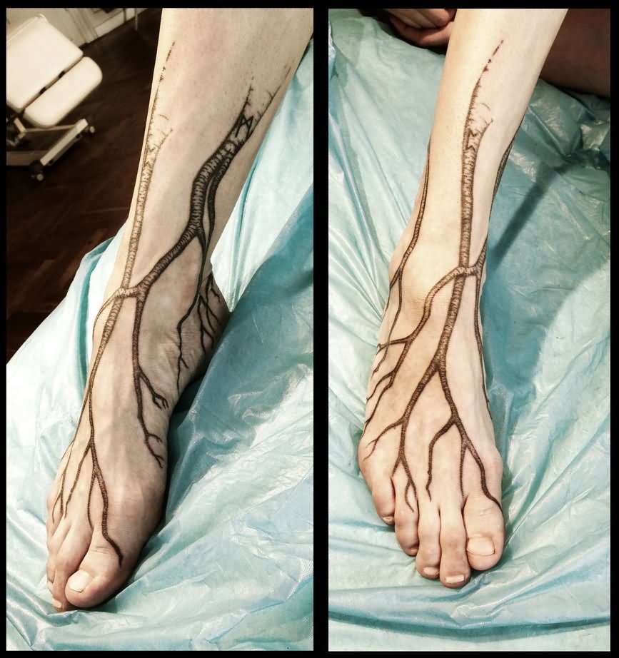 Branch Tattoo On Foot