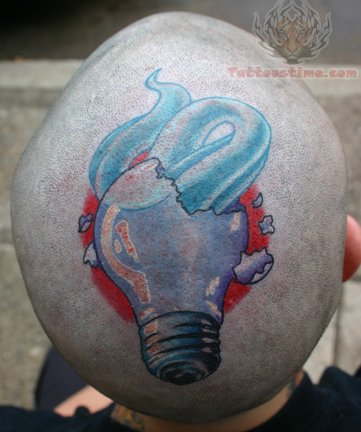 Broken Bulb Tattoo On Guy Head