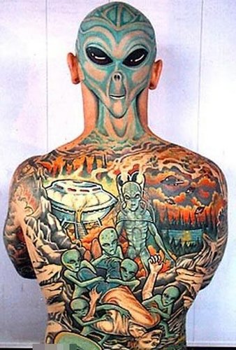 Colorful Alien Tattoos On Full Body