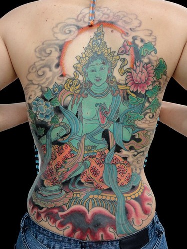 Colorful Asian God Tattoo On Full Body
