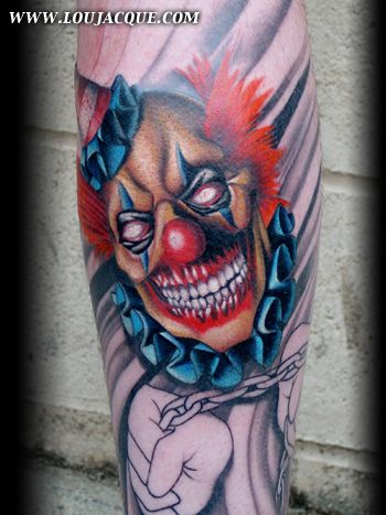 Colorful Clown Head Tattoo Design For Forearm