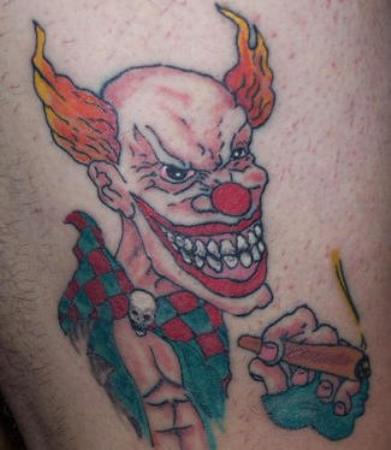 Colorful Smoking Clown Tattoo Design