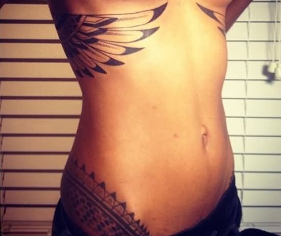 Cool Wings Tattoo On Under Breast
